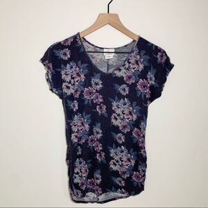Oh Baby! Purple Floral Maternity Short Sleeve Tee, M